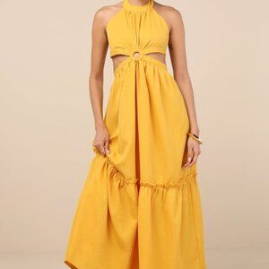 Lulus Island Vacay Marigold Yellow Tie-back Maxi Dress - Size S